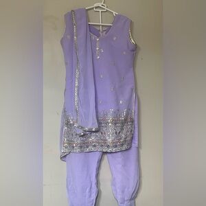 Elegant Lilac Kids Dress with Embroidery